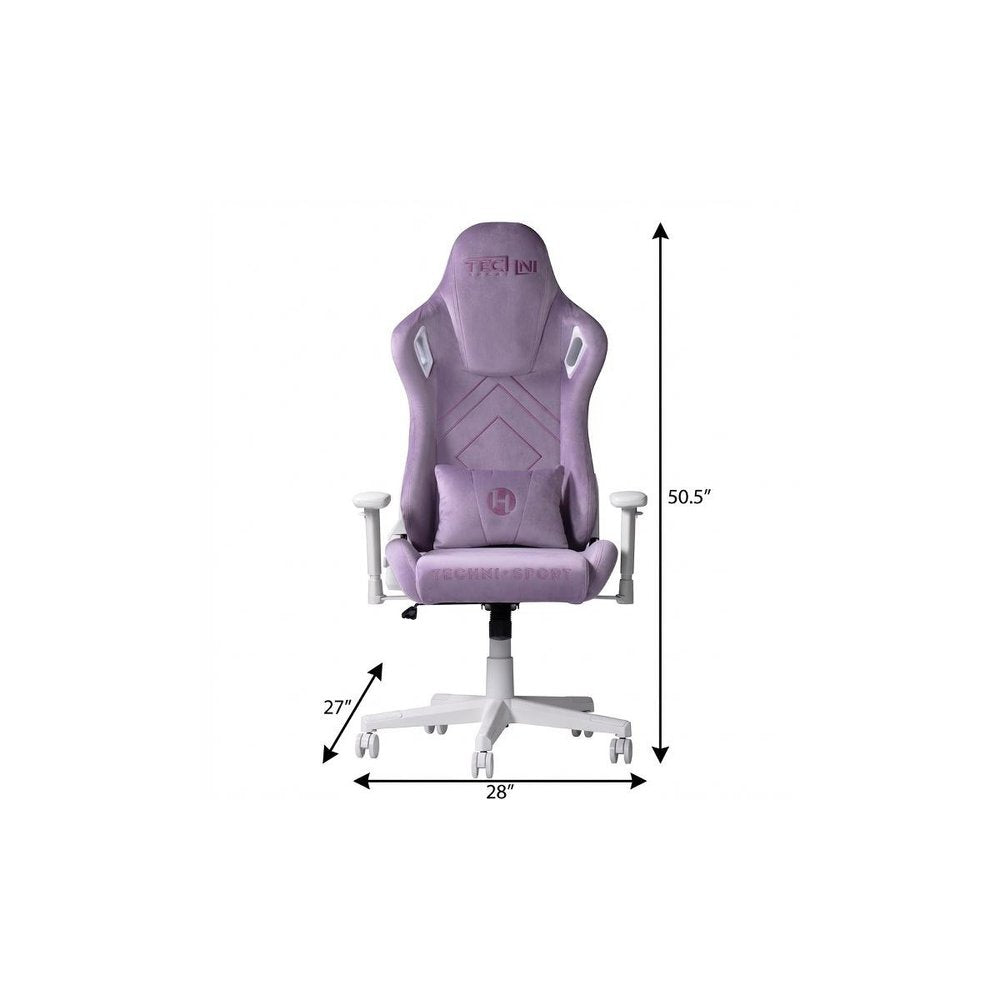 White Velvet Swivel Rolling Gaming Chair