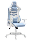 Blue And White Swivel Rolling Gaming Chair