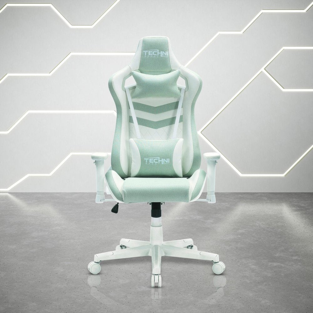 Blue And White Swivel Rolling Gaming Chair