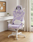 Black White And Pink Cow Print Adjustable Height Swivel Rolling Gaming Chair