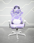 Black White And Pink Cow Print Adjustable Height Swivel Rolling Gaming Chair