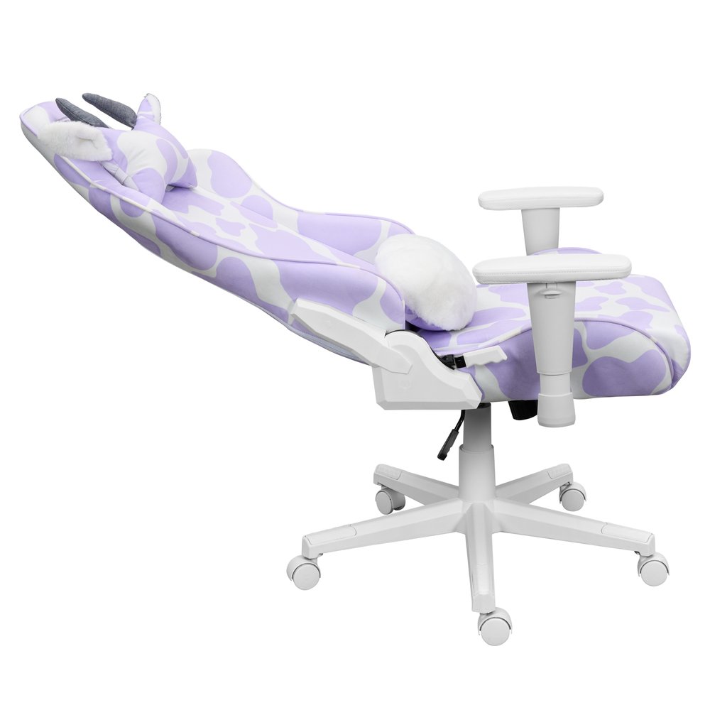 Black White And Pink Cow Print Adjustable Height Swivel Rolling Gaming Chair