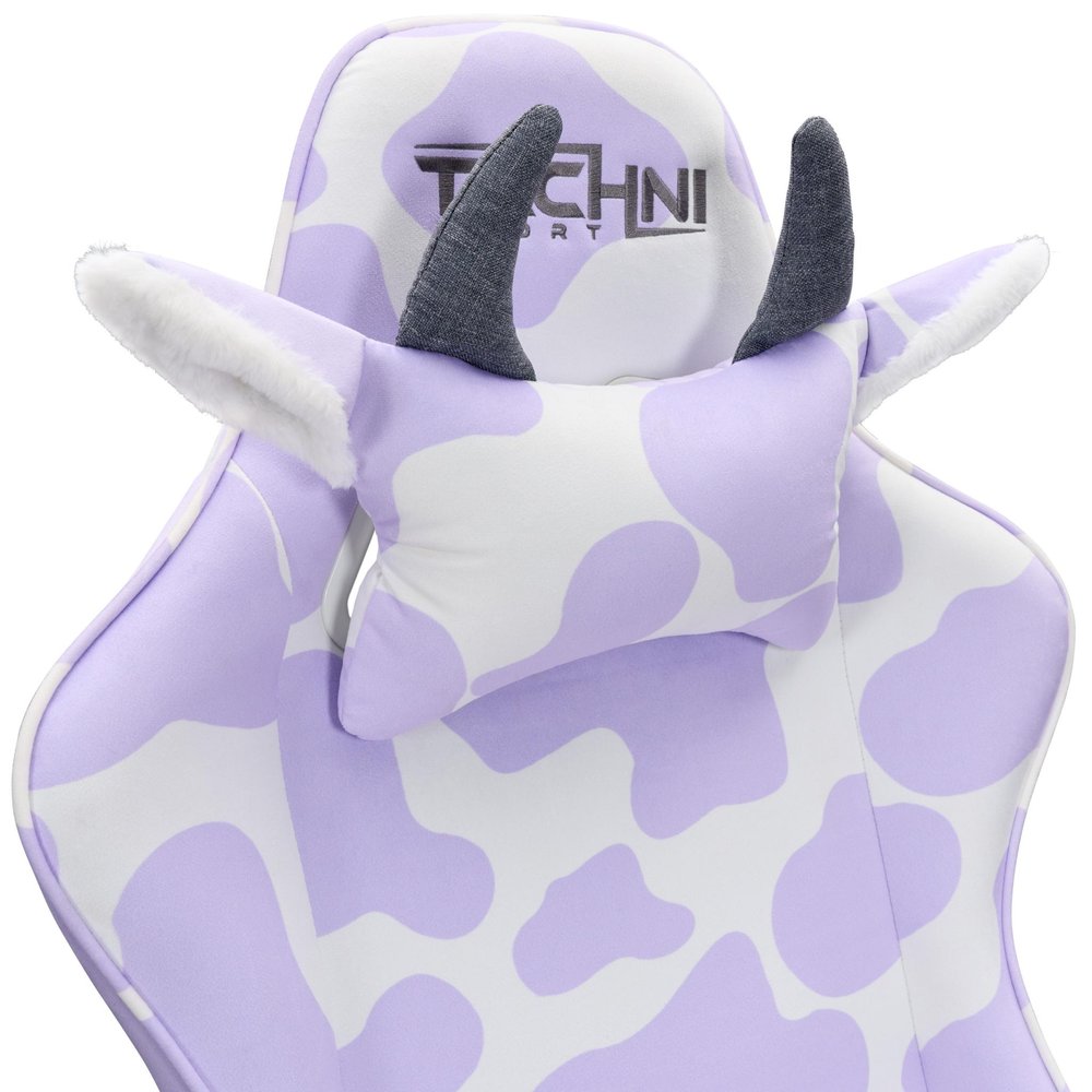 Black White And Pink Cow Print Adjustable Height Swivel Rolling Gaming Chair