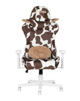 Black White And Pink Cow Print Adjustable Height Swivel Rolling Gaming Chair