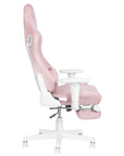 Pink And White Adjustable Height Swivel Rolling Gaming Chair