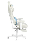 White Adjustable Height Swivel Rolling Gaming Chair With Footrest