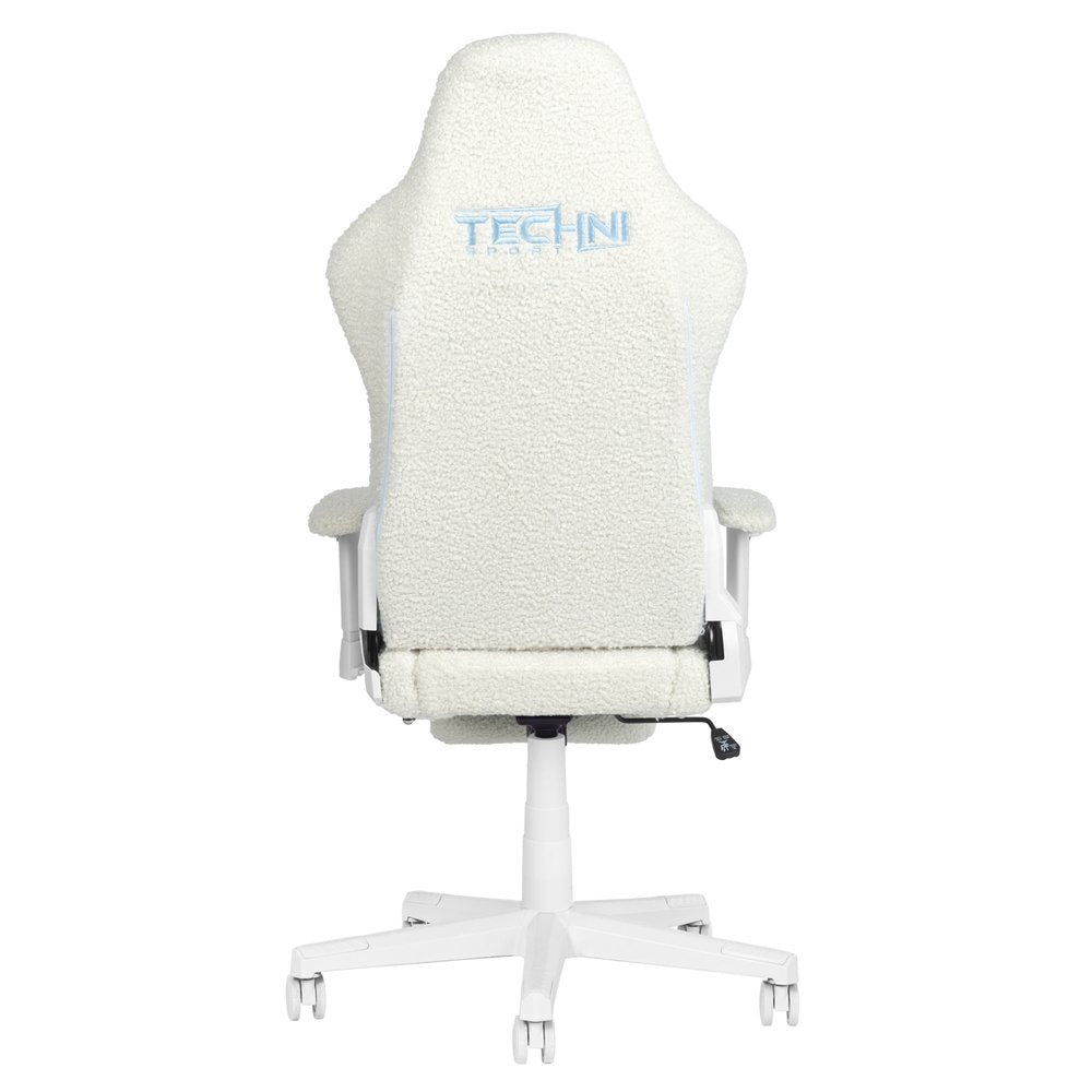 White Adjustable Height Swivel Rolling Gaming Chair With Footrest