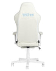 White Adjustable Height Swivel Rolling Gaming Chair With Footrest