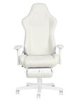 White Adjustable Height Swivel Rolling Gaming Chair With Footrest