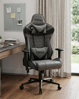 Gray And Black Adjustable Height Swivel Rolling Gaming Chair