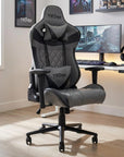 Gray And Black Adjustable Height Swivel Rolling Gaming Chair