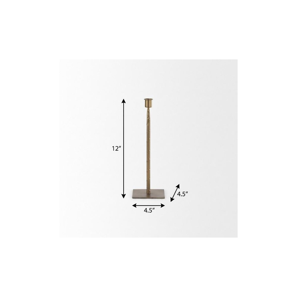12" Gold Iron Floor Taper Candlestick