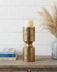 11" Antiqued Gold Iron Tabletop Votive Candle Holder