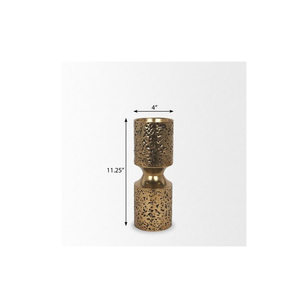 11" Antiqued Gold Iron Tabletop Votive Candle Holder