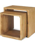 Set of Two Natural Solid Wood Frame Nested Tables