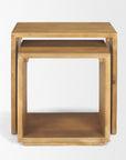 Set of Two Natural Solid Wood Frame Nested Tables
