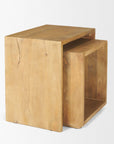 Set of Two Natural Solid Wood Frame Nested Tables
