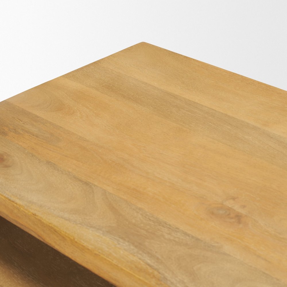 Set of Two Natural Solid Wood Frame Nested Tables