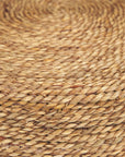 Set of Two Beige and Black Rattan and Solid Wood Round Drum Nested Tables