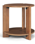 26" Brown Solid Wood Round End Table With Shelf