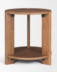 26" Brown Solid Wood Round End Table With Shelf