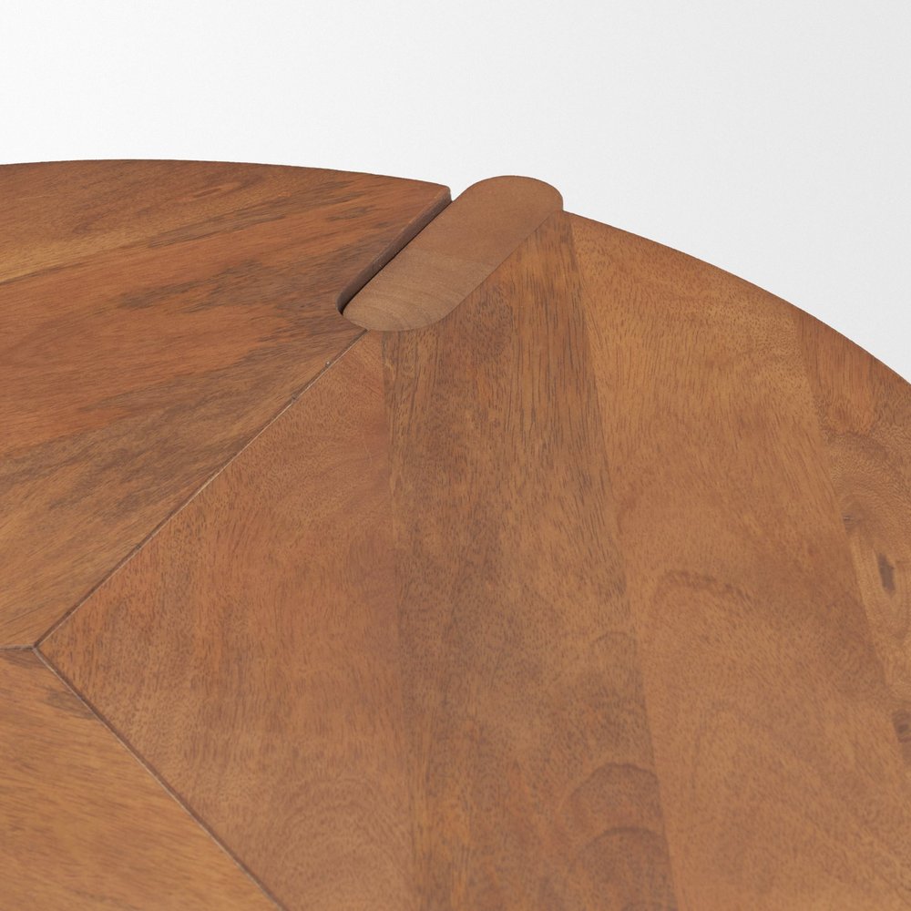 26" Brown Solid Wood Round End Table With Shelf