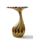 25" Gold And Black Aluminum And Granite Round Abstract End Table