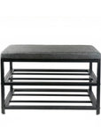 Black Six Pair MetalShoe Storage Bench