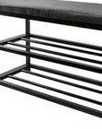 Black Six Pair MetalShoe Storage Bench
