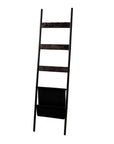 63" Black Metal Blanket Ladder With Magazine Storage
