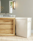 9" Off White Wicker Single Door Linen Cabinet