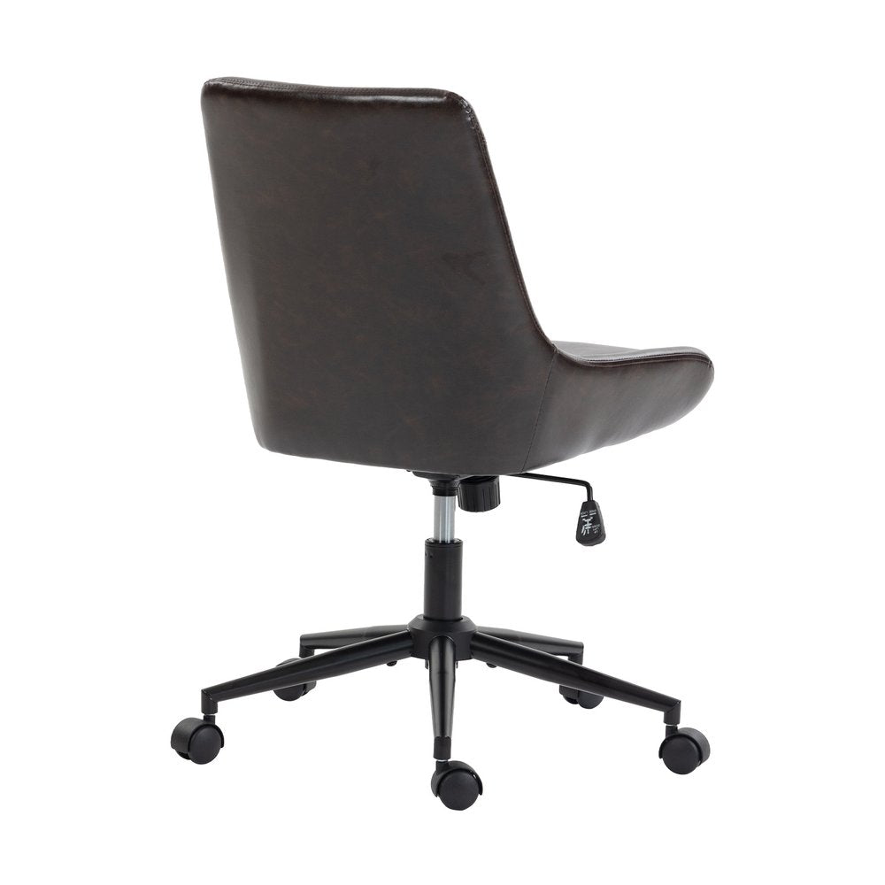 Dark Brown and Black Adjustable Height Swivel Rolling Office Chair