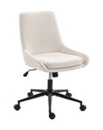 Beige And Black Adjustable Height Swivel Rolling Office Chair