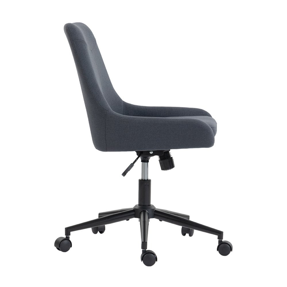 Beige And Black Adjustable Height Swivel Rolling Office Chair