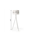 62" Beige Metal Tripod Floor Lamp With Beige Fabric Drum Shade