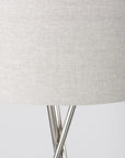 62" Beige Metal Tripod Floor Lamp With Beige Fabric Drum Shade