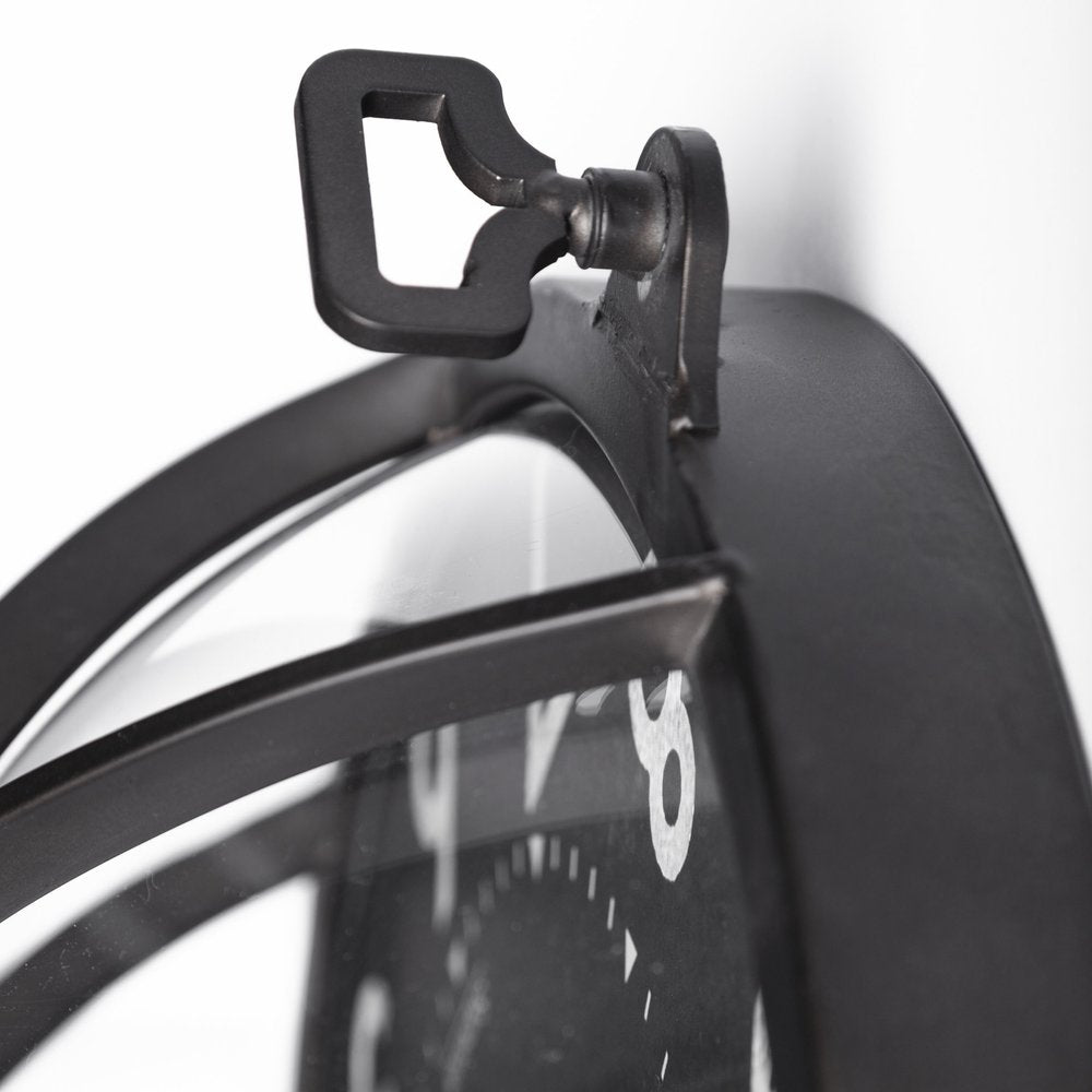 15" Black Iron Analog Round Wall Clock