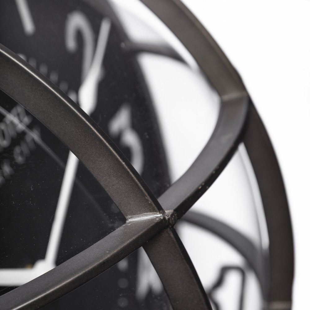 15" Black Iron Analog Round Wall Clock