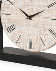 10" Black Iron And Solid Wood Analog Square Wall Clock