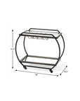 19" Black and Gunmetal Glass and Metal Rolling Kitchen Cart With Storage