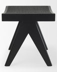 22" Black Solid Wood and Cane Bench