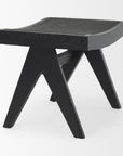 22" Black Solid Wood and Cane Bench
