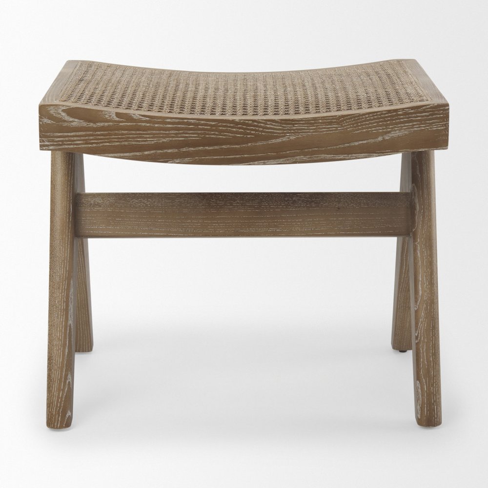 22" Black Solid Wood and Cane Bench