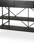 34" White and Black Marble and Metal Kitchen Island With Storage
