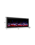 50" Black And Red Metal Electric Fireplace Insert With LED