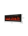 42" Black And Red Metal Electric Fireplace Insert With LED