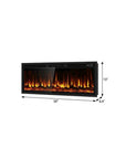 50" Black And Red Metal Electric Fireplace Insert With LED