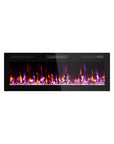 50" Black And Red Faux Crystals Metal Electric Fireplace Insert With LED