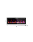50" Black And Red Faux Crystals Metal Electric Fireplace Insert With LED