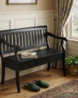 42" Black Solid Wood Storage Bench With Flip Top